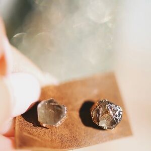 Gold Raw stone Stud Earrings